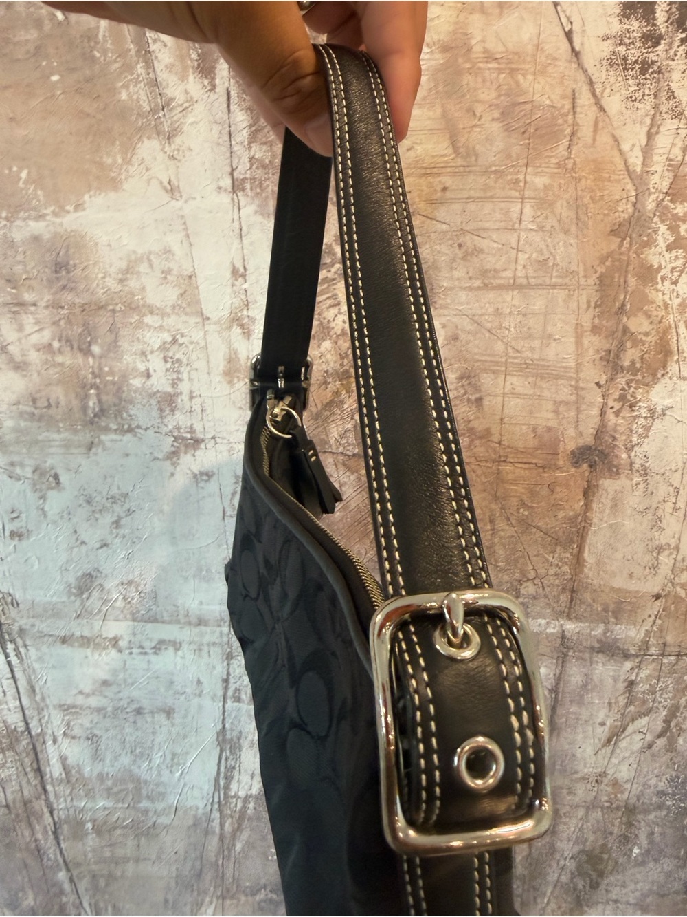 Coach Vintage Hamptons Signature East West Demi Baguette Bag - Black 🖤 - Picture 5 of 13